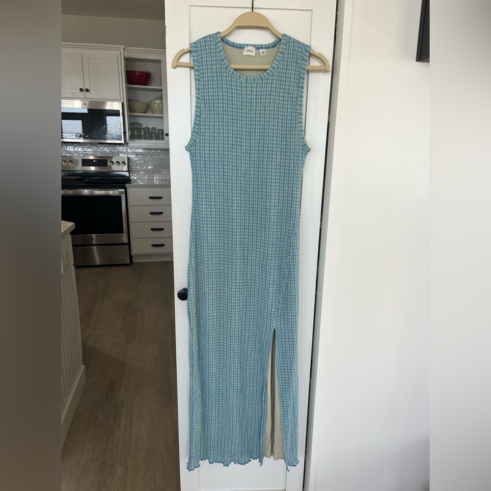 Wilfred Blue Check Knit Maxi Dress
